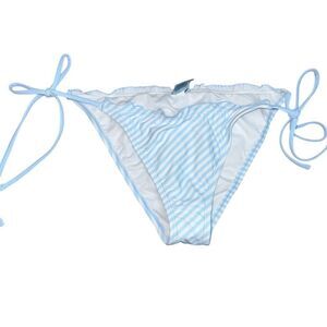 Shade & Shore Women's Blue Stripe Cheeky Bikini‎ Bottom Size M